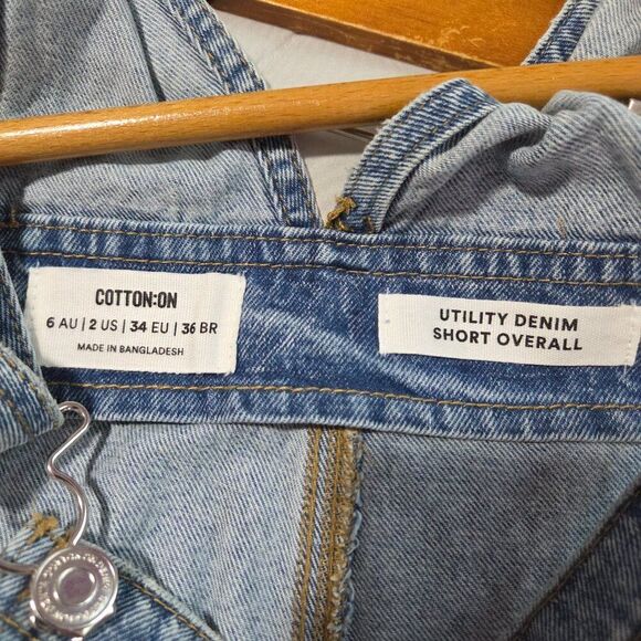EUC LIKE NEW COTTON ON DENIM SHORTALL / SHORT OVERALL SIZE US 2 / XXS - Picture 12 of 16